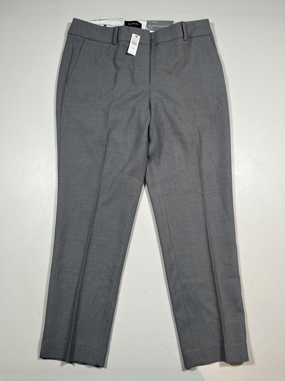 Talbots High-Waist Hampshire Ankle Pants Womens 14W Gray Twill Dress Work Office